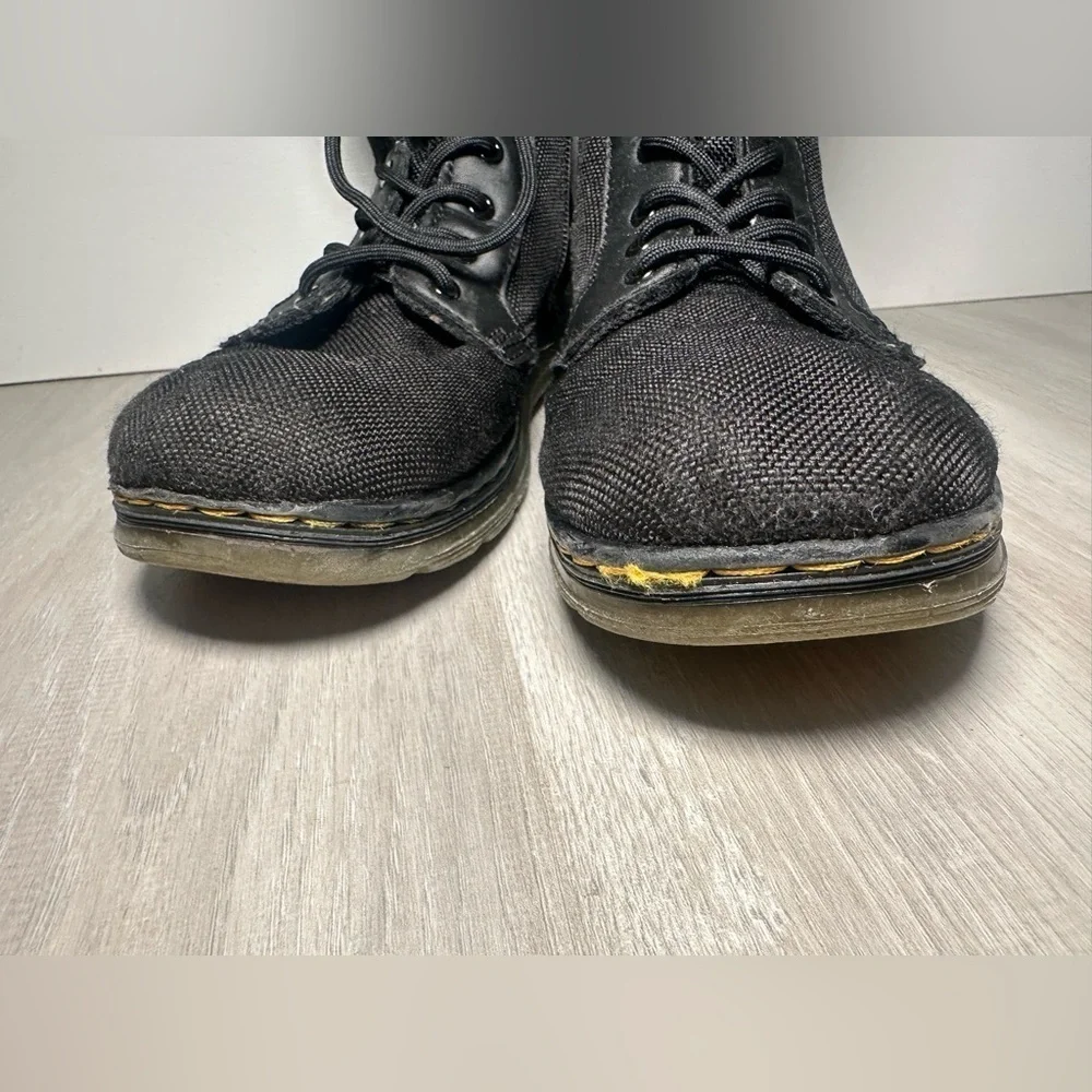 Doc Dr Martens Boots Combs J Combat Lace Up Black Canvas Zip Youth Kids Sz 3